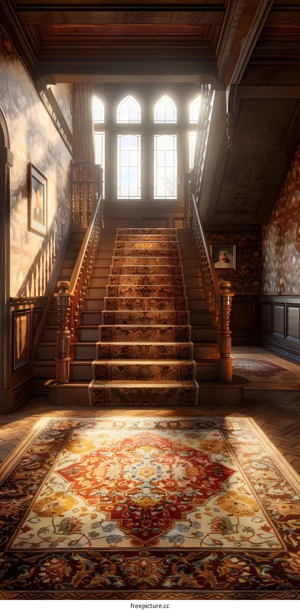 Grand Staircase in an Elegant Mansion