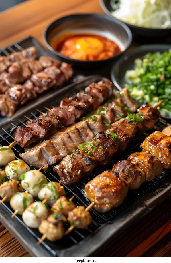 Grilled Meat Skewers on a Platter