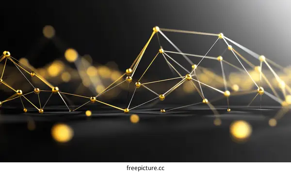 Abstract Gold Network Design on Dark Background