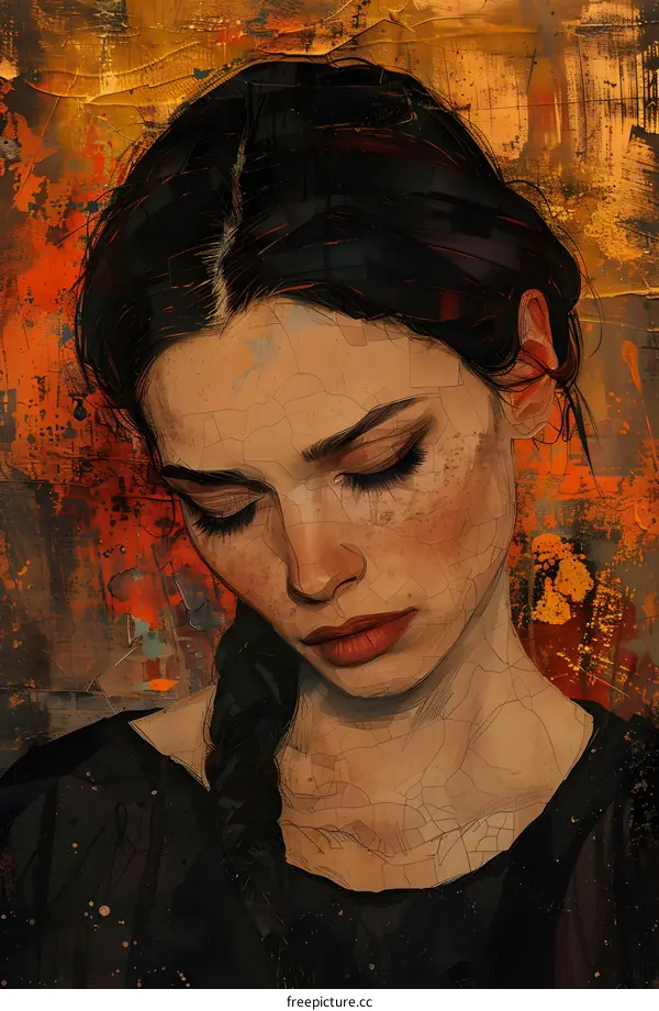 Woman with Closed Eyes and Textured Skin