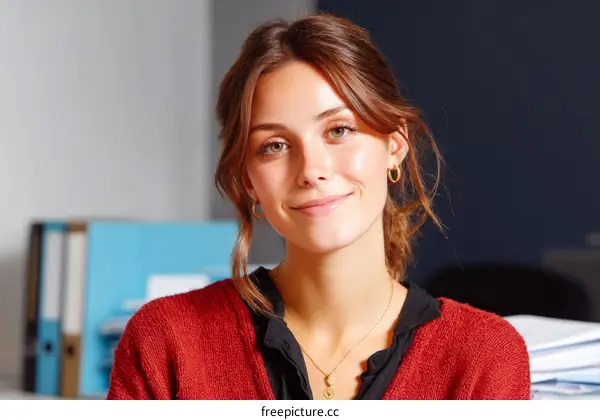 Portrait of a Caucasian Woman in Office Setting