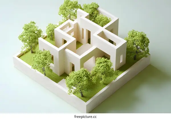 Modern House with Trees Around It