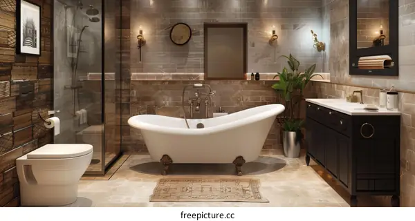 Modern Farmhouse Bathroom Design with Bathtub and Shower