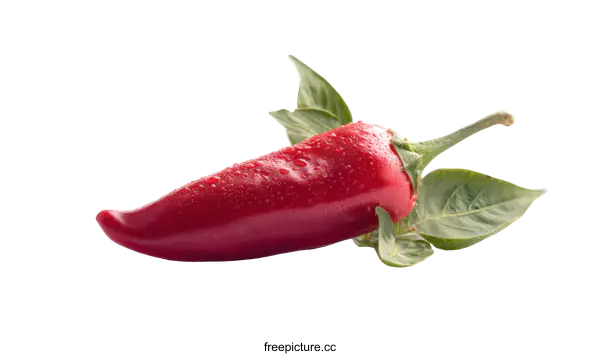 [Transparent Background PNG]Close-up of a Red Pepper with Water Drops