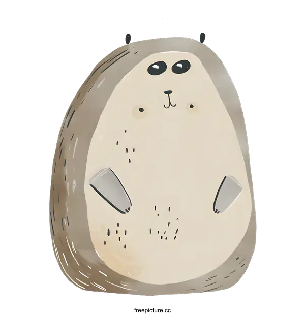 [Transparent Background PNG]Cute Cartoon Illustration of a Brown and White Animal