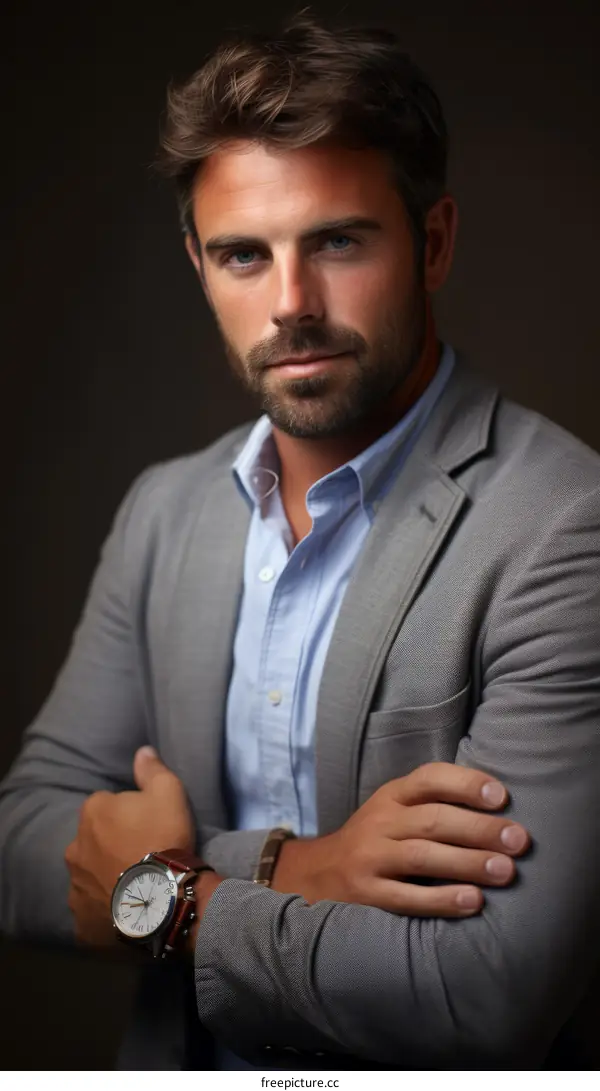 Portrait of a handsome young man in a suit