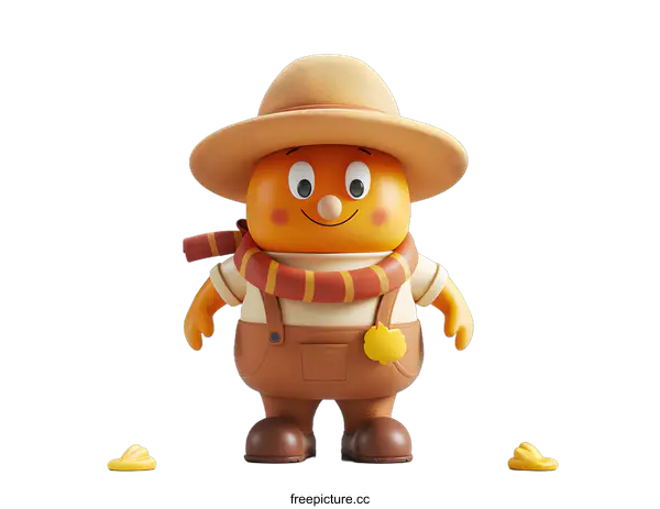 [Transparent Background PNG]Cute Cartoon Character in a Hat and Scarf