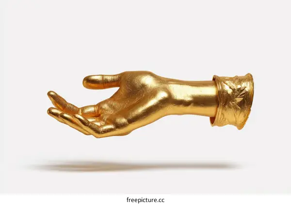 Golden Hand Illustration with Decorative Cuff