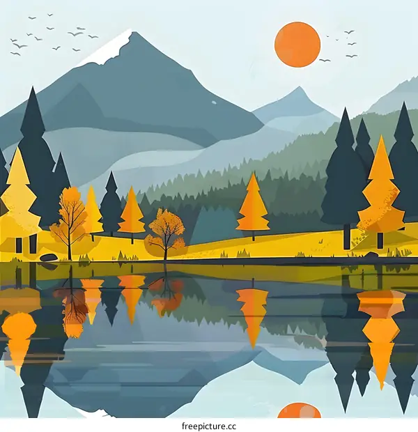 Mountain Lake with reflection art print