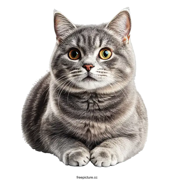 [Transparent Background PNG]Grey Cat Portrait Close Up