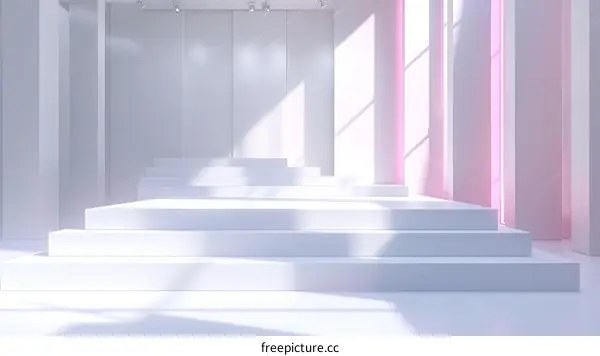 Pink Minimalist Geometric Podium Stage 3D Render