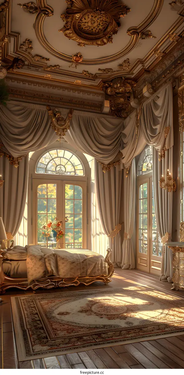 Elegant Rococo Bedroom Interior