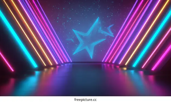 Neon Light Abstract Starry Space Scene