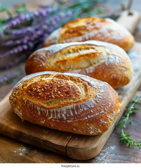 Loaf of bread on a wooden table