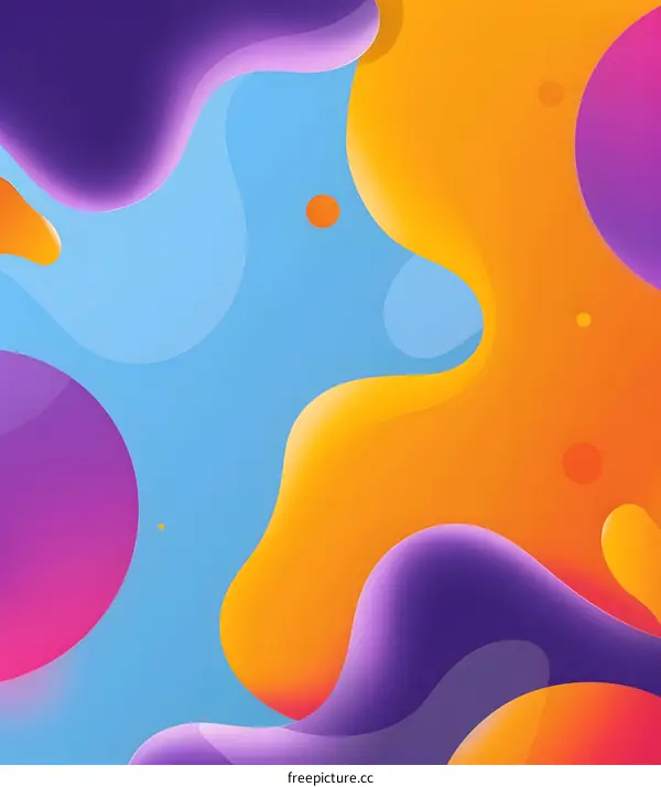 Abstract Blue Orange Purple Liquid Shapes Background