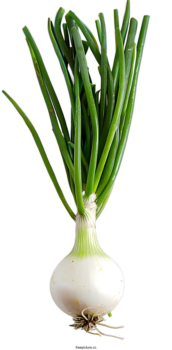 [Transparent Background PNG]Fresh Green Onion with White Bulb
