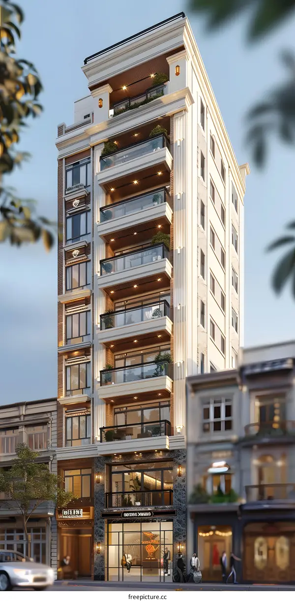 Modern Architecture Building With Balconies