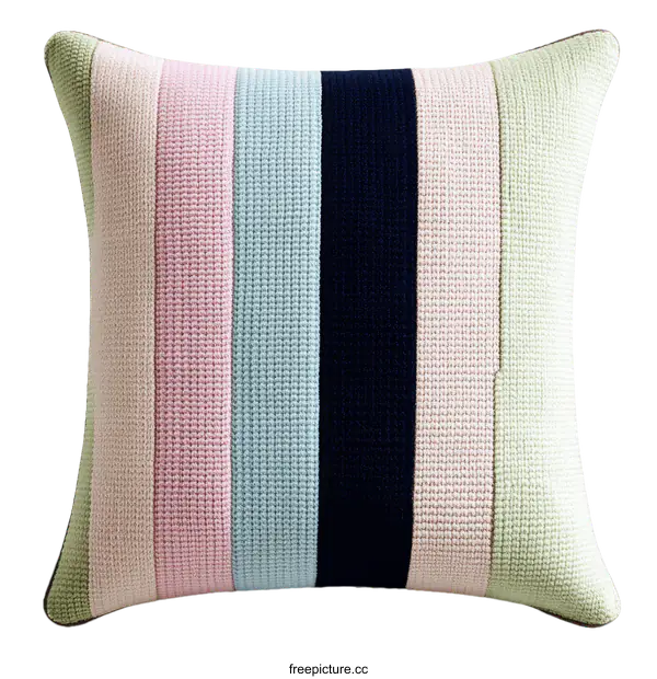 [Transparent Background PNG]Striped Knitted Throw Pillow