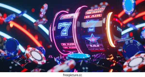Glowing Casino Slot Machine with Golden Reels