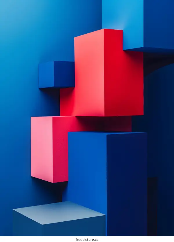 Abstract Blue and Pink Geometric Shapes