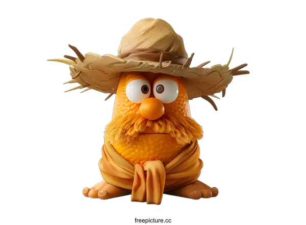 [Transparent Background PNG]Orange Farmer Character Illustration
