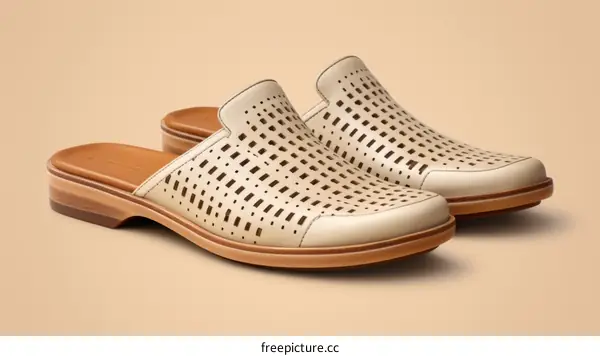 Stylish and Comfortable Leather Mules with Unique Perforated Design