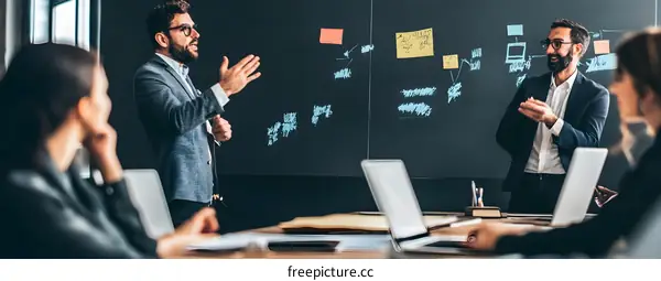 Business Team Meeting  Around  Table In Modern Office