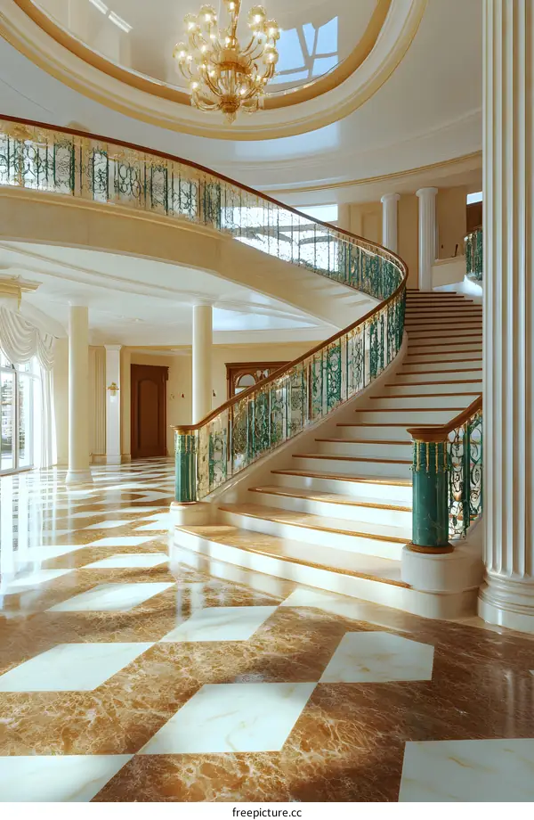 Luxury Home Interior Design with Elegant Spiral Staircase