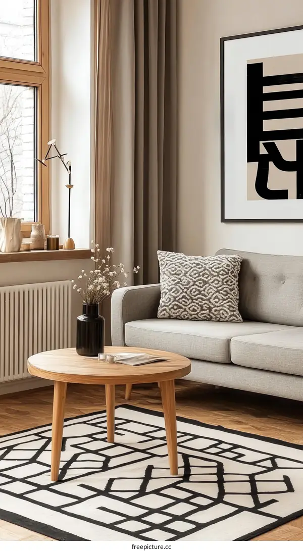 Modern Living Room Interior Design with Abstract Artwork