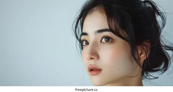 portrait of a young asian woman with long dark hair