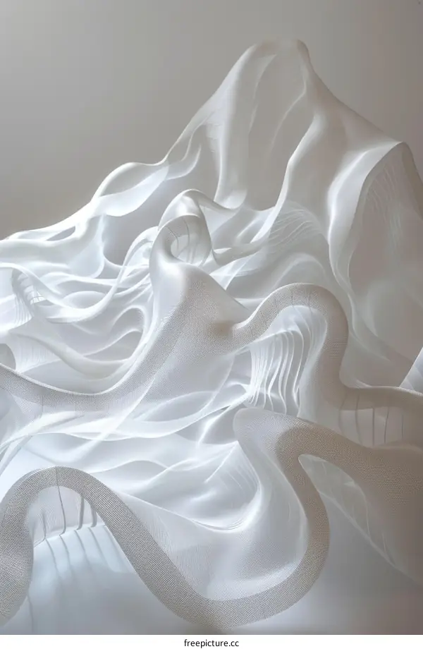 White fabric arranged to look like a mountain range