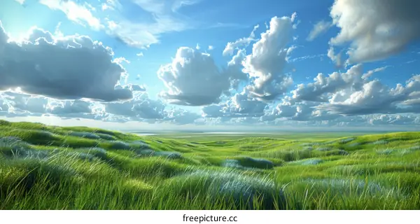 Beautiful Summer Meadow Landscape Illustration