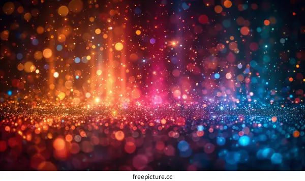 Colorful bokeh background with red, orange, yellow, green, blue and purple lights