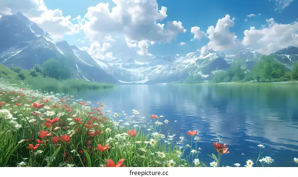 Alpine lake and mountains