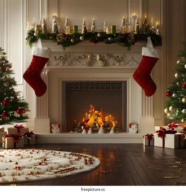 Christmas decoration with fireplace