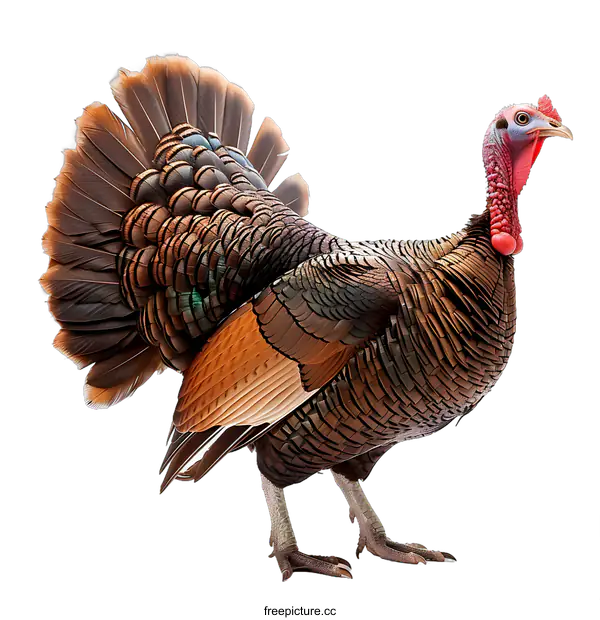 [Transparent Background PNG]A realistic turkey with brown and black feathers