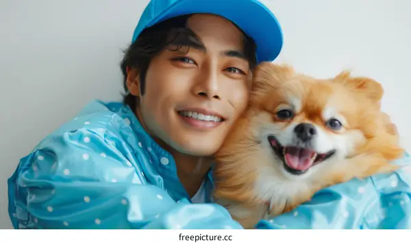 Asian man with a dog