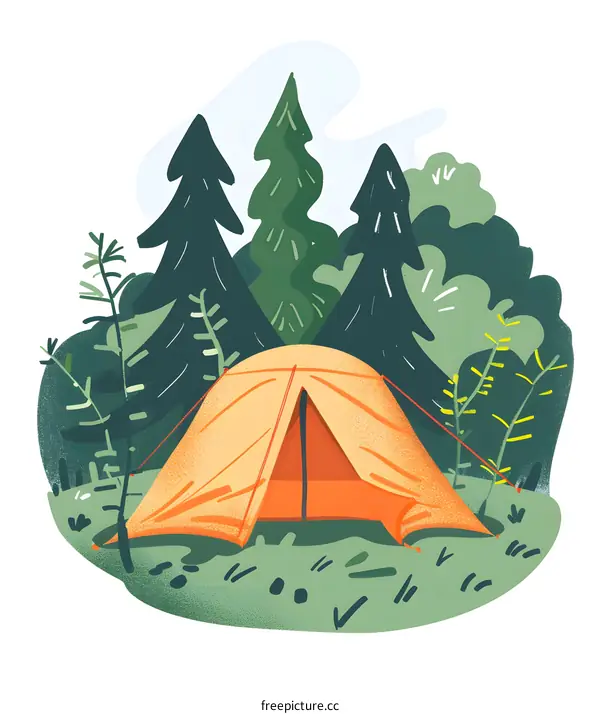 Camping Tent In The Forest Illustration
