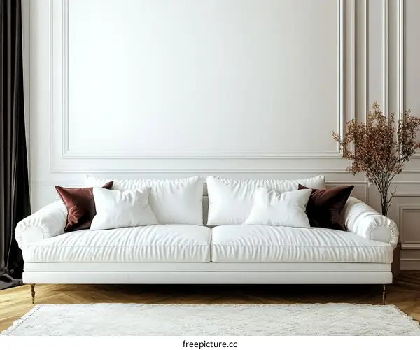 Elegant White Sofa in a Classic Interior