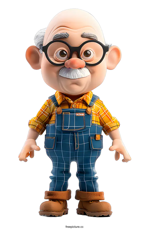 [Transparent Background PNG]Smiling Cartoon Grandfather