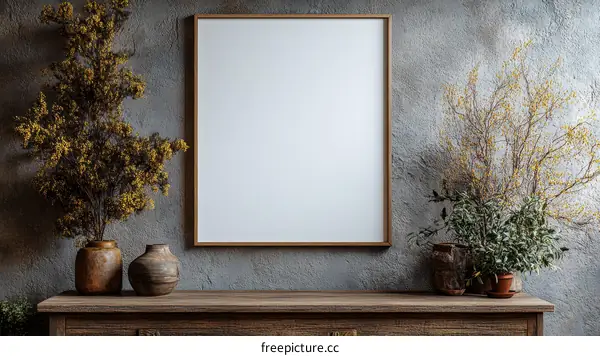 Blank Picture Frame Displayed in Rustic Interior