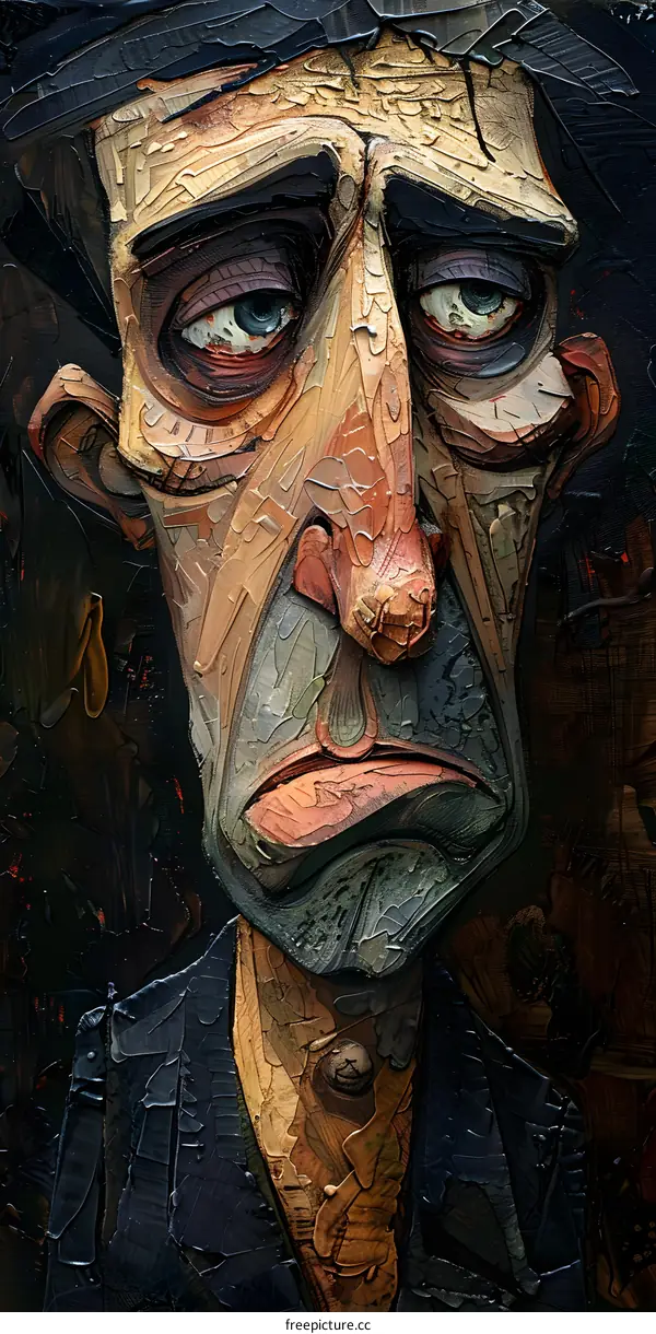 A painting of a man with a sad expression on his face