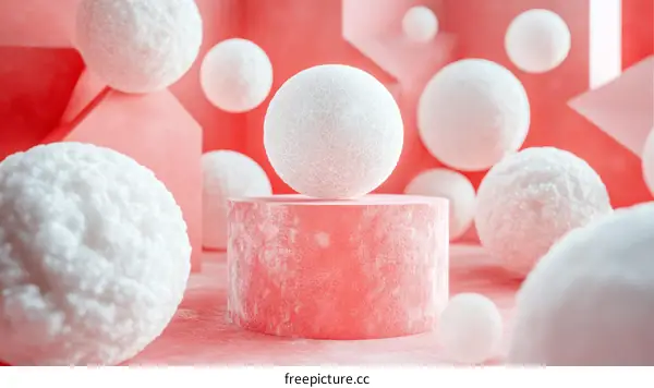 Abstract Geometric Scene with White Spheres