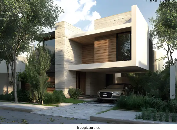 Modern House with Garage and Front Yard