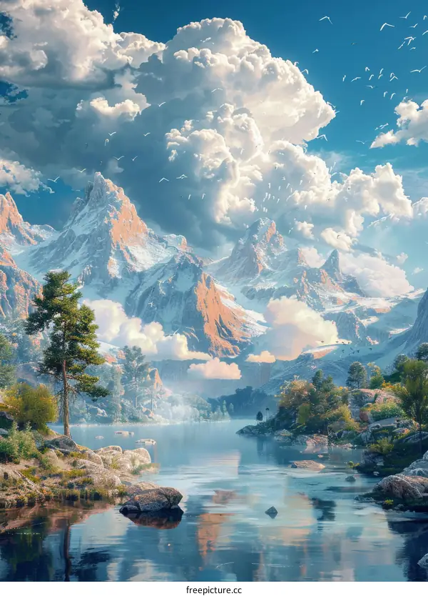 A Majestic Mountain Lake Scenery