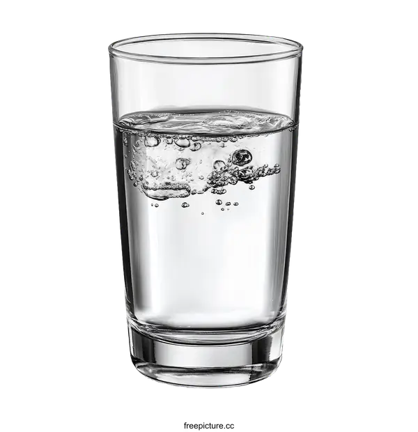 [Transparent Background PNG]Glass of Water with Bubbles