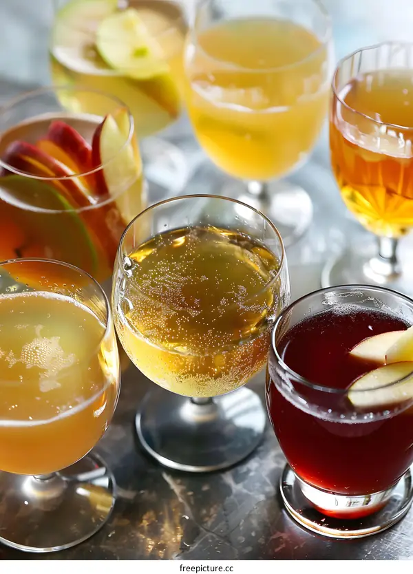 Glass of Cider with Apple Slices
