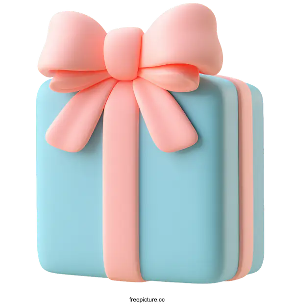 [Transparent Background PNG]Cute Gift Box with Pastel Ribbon