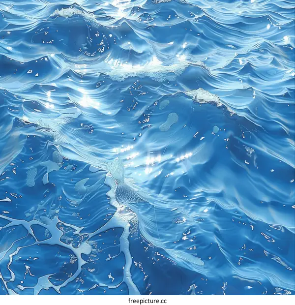 Deep Ocean Water Surface with Glimmering Sunlight
