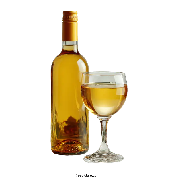 [Transparent Background PNG]Elegant Wine Bottle and Glass with Spring Flowers